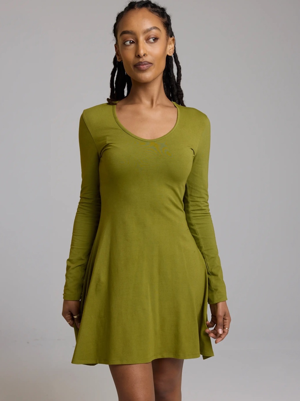 Known Supply Cecelia Dress Long-Sleeve Scoop-Neck Dress Organic Cotton Medium